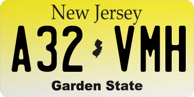 NJ license plate A32VMH