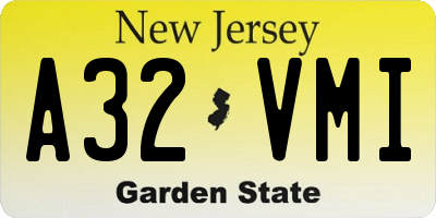 NJ license plate A32VMI