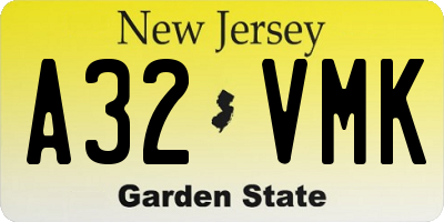NJ license plate A32VMK