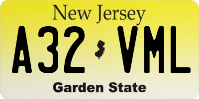 NJ license plate A32VML