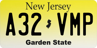 NJ license plate A32VMP