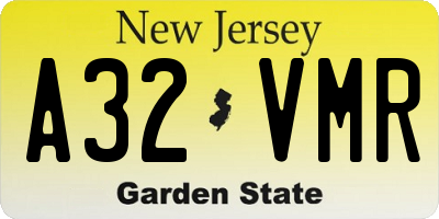 NJ license plate A32VMR