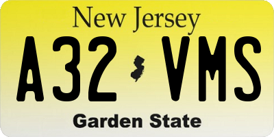 NJ license plate A32VMS