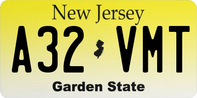 NJ license plate A32VMT