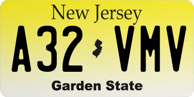 NJ license plate A32VMV