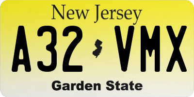 NJ license plate A32VMX