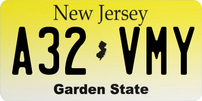 NJ license plate A32VMY