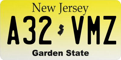 NJ license plate A32VMZ