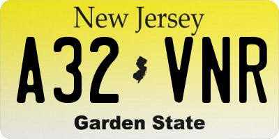 NJ license plate A32VNR