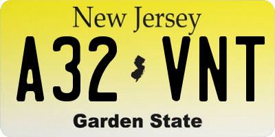 NJ license plate A32VNT