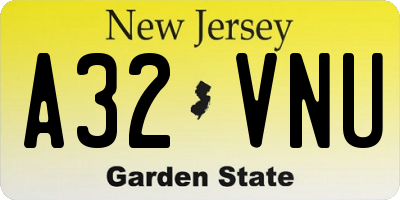 NJ license plate A32VNU
