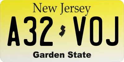 NJ license plate A32VOJ
