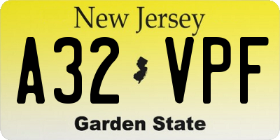 NJ license plate A32VPF
