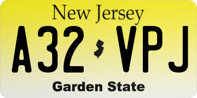 NJ license plate A32VPJ