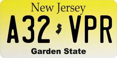 NJ license plate A32VPR