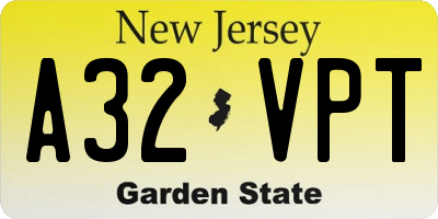NJ license plate A32VPT