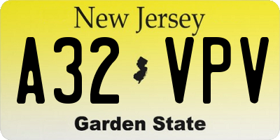 NJ license plate A32VPV