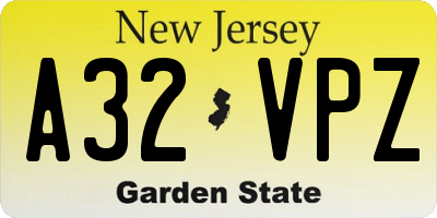 NJ license plate A32VPZ