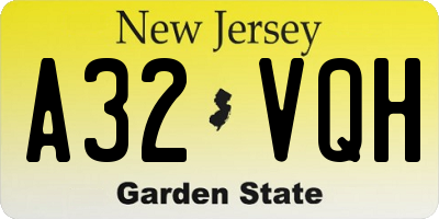 NJ license plate A32VQH