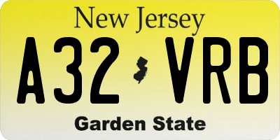 NJ license plate A32VRB