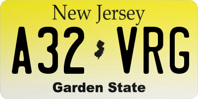 NJ license plate A32VRG