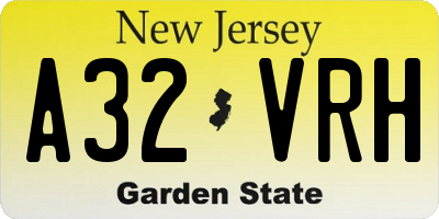 NJ license plate A32VRH