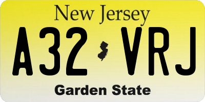 NJ license plate A32VRJ