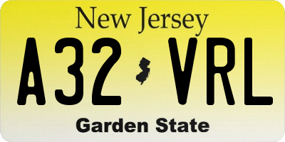 NJ license plate A32VRL