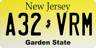 NJ license plate A32VRM