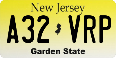 NJ license plate A32VRP