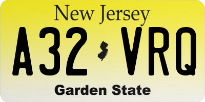 NJ license plate A32VRQ