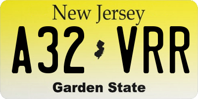 NJ license plate A32VRR