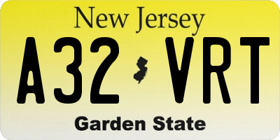 NJ license plate A32VRT