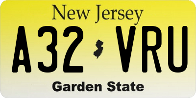 NJ license plate A32VRU