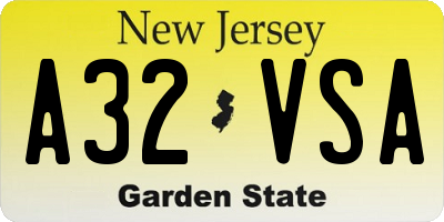 NJ license plate A32VSA
