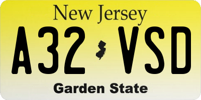 NJ license plate A32VSD