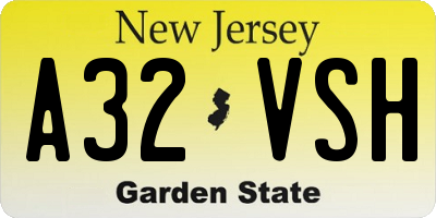 NJ license plate A32VSH
