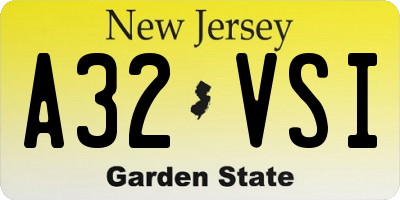 NJ license plate A32VSI
