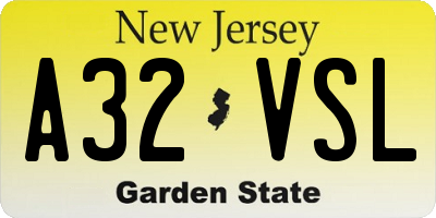 NJ license plate A32VSL