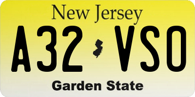 NJ license plate A32VSO