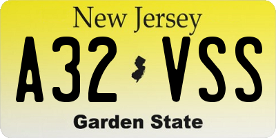 NJ license plate A32VSS