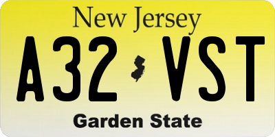 NJ license plate A32VST