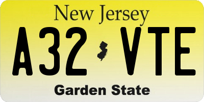 NJ license plate A32VTE