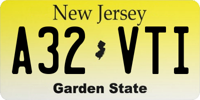 NJ license plate A32VTI