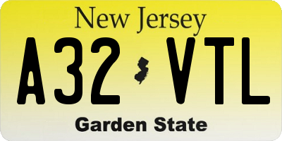 NJ license plate A32VTL