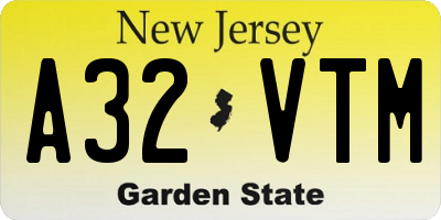 NJ license plate A32VTM
