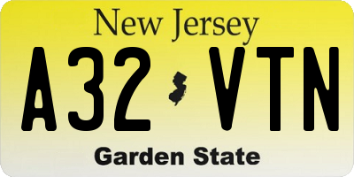 NJ license plate A32VTN