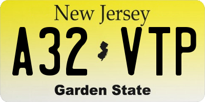 NJ license plate A32VTP