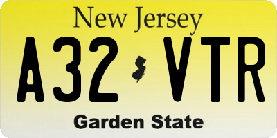 NJ license plate A32VTR