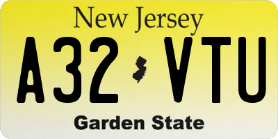 NJ license plate A32VTU